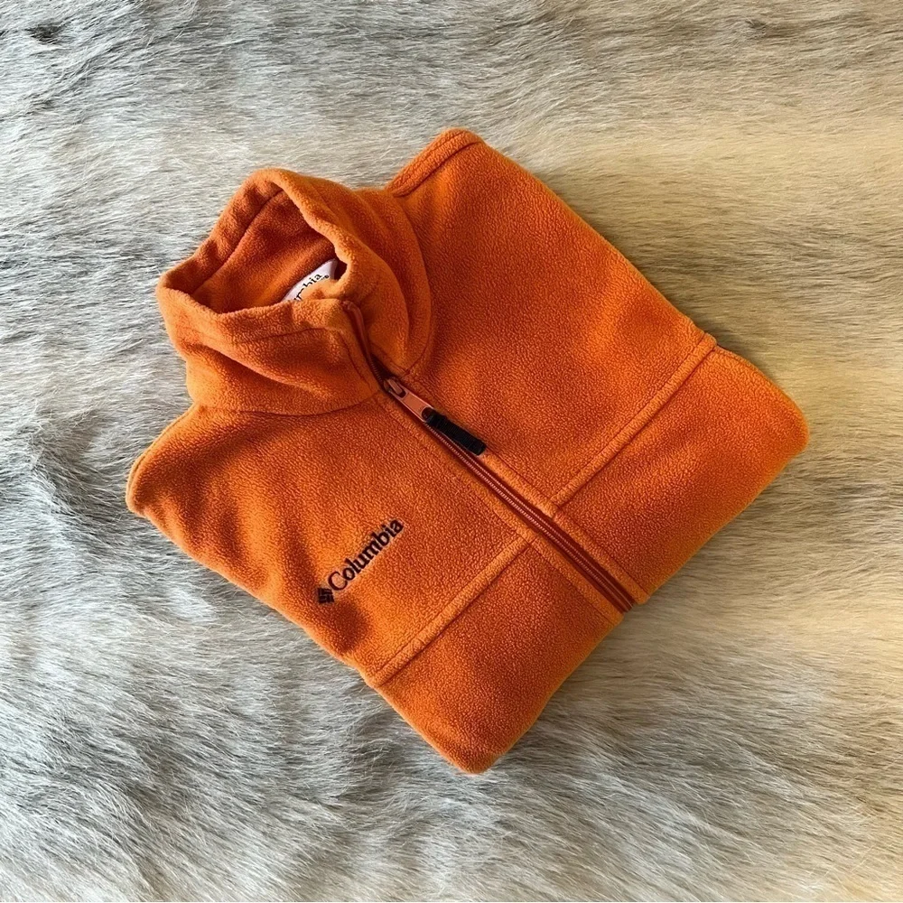 Vintage COLUMBIA Y2K Zip Up Fleece Orange Black (10-12 L Kids) XS Adult